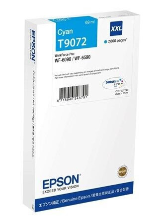 Epson T9072 - XXL size - cyan - original - ink cartridge - Blekkpatron Bl Epson T9072 - XXL size - cyan - original - ink cartridge - Blekkpatron Bl