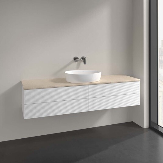 Villeroy & Boch  Antao Servantskap med 4 skuffer 160x50x36 cm u/lys Hvit Matt/Crème
