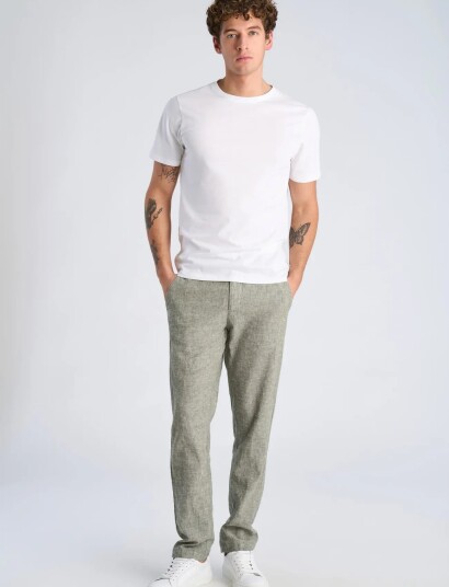 Lindbergh Linen Club Pants Khaki green L Lindbergh Linen Club Pants Khaki green L