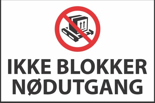 Ikke blokker nødutgang 30x20 Selvklebende