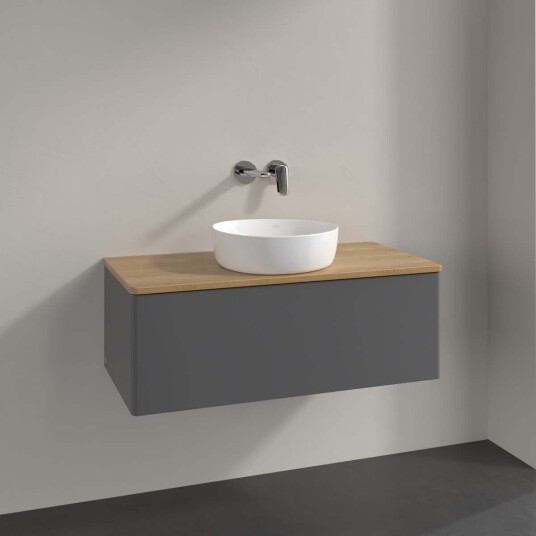 Villeroy & Boch  Antao Servantskap med 1 skuff 100x50x36 cm u/lys Antrasitt/Eik
