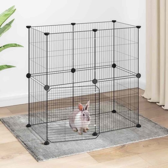 Vidaxl Dyrebur 12 Paneler Med Dør Svart 35X35 cm Stål