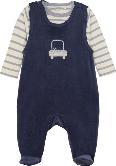 Blå   Sett Body & Sparkebukse Velour Indigo Blue   50