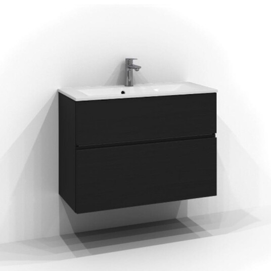Svedbergs Poem Profil Servantskap Slim D35 med 2 Skuffer Svart ask / 80cm SV-3358642