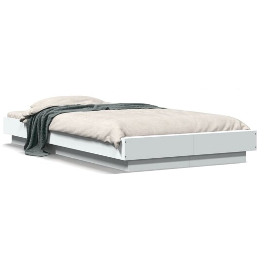  Sengeramme med LED-lys hvit 90x190 cm konstruert tre 8721102617850