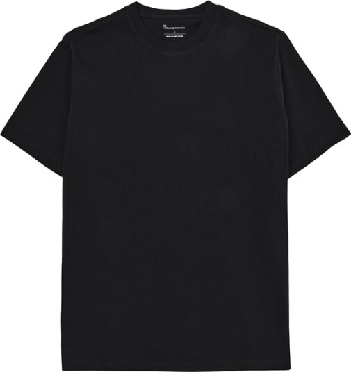 KnowledgeCotton Apparel Tee With Flaglabel Black Jet
