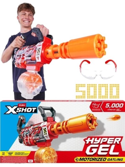 Zuru X Shot Hyper Gel Gatling 5 000 Gellets Blaster Med Beskyttelsesbriller