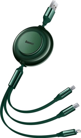 Baseus Bright Mirror 2 Usb 3-I-1-Kabel For Micro Usb Usb-C Lightning 3,5 A 1,1 M Grønn