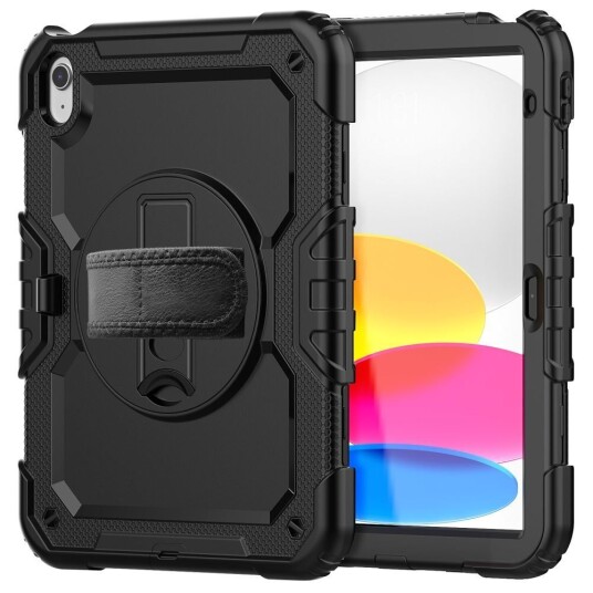 Tech-Protect iPad 10,9" 2022 Tech-Protect Solid360-deksel med Beskyttelsesfilm, Håndholder og Skulderstropp - Svart