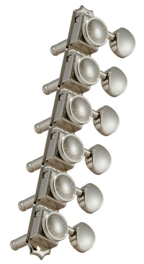 Grover 533n6 Vintage Locking Rotomatics W/metal Button, 6-In-Line, Nickel Grover 533n6 Vintage Locking Rotomatics W/metal Button, 6-In-Line, Nickel