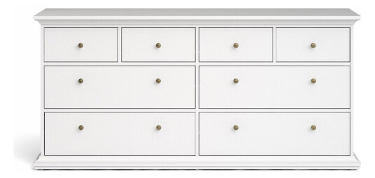 Venedig kommode med 4 store og 4 små skuffer, bredde 183 cm, høyde 86 cm hvit.