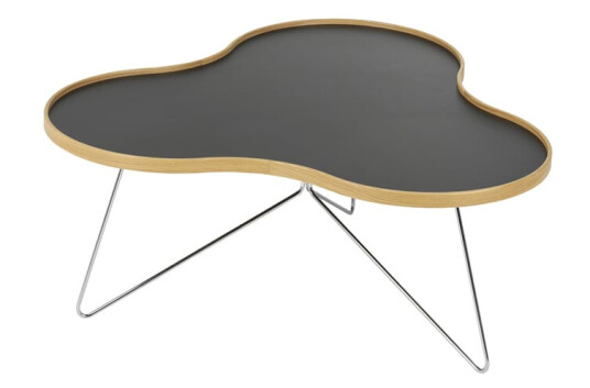 Swedese Flower bord 84 x 90 cm sort, 39 cm, eikekant, kromstativ
