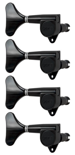 Grover 144bcl4 Mini Bass Machines 4-In-Line, Lefthand, Right Svart, Chrome
