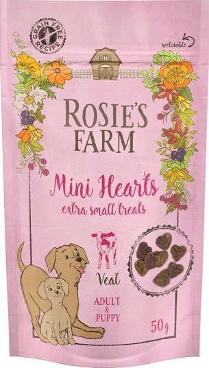 Rosie'S Farm Puppy Adult & Mini Hearts Kalv 50 G