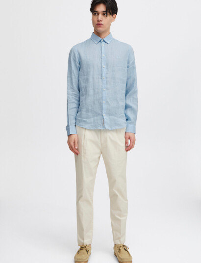 Casual Friday Cfanton Bd Ls Linen Shirt - Blue - L