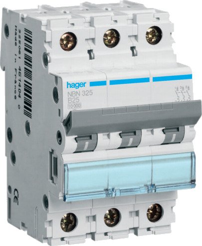 Hager Miniatyrbryter NDN302 3-Polet, 10 Ka, D-Karakteristikk 2A