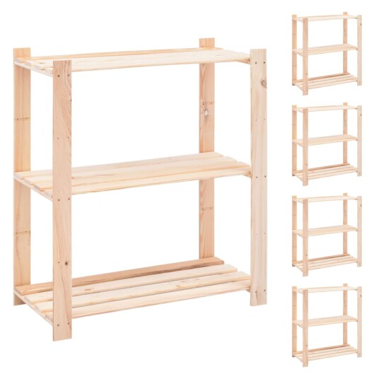 vidaXL Lagringshyller 3 etasjer 5 stk 80x38x90cm heltre furu 150kg vidaXL Lagringshyller 3 etasjer 5 stk 80x38x90cm heltre furu 150kg