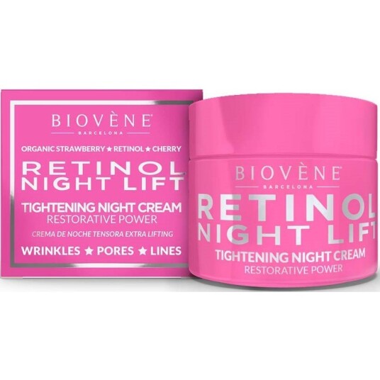 Biovène Retinol Night Lift Oppstrammende Nattkrem 50 ml med Organiske Jordbær Biovène Retinol Night Lift Oppstrammende Nattkrem 50 ml med Organiske Jordbær