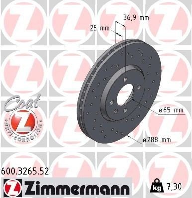 ZIMMERMANN 600.3265.52 Bremseskive