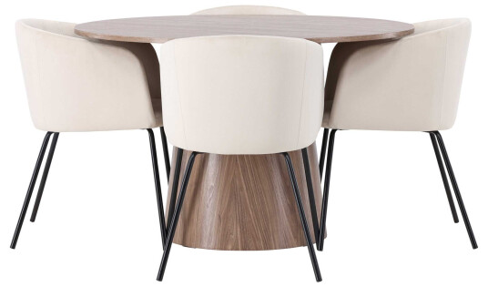 Venture Design Lanzo & Berit spisegruppe Beige/natur 4 stoler & bord 120 cm