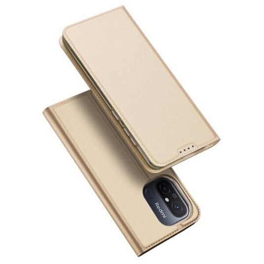 Dux Ducis Dux Ducis Skin Pro-Deksel Til Xiaomi Redmi 11A / Poco C55 / Redmi 12C Flip Cover Kortlommebokstativ Gull