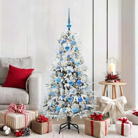  Kunstig sammensatt juletre med 150 LED grønn 150 cm PE og PVC