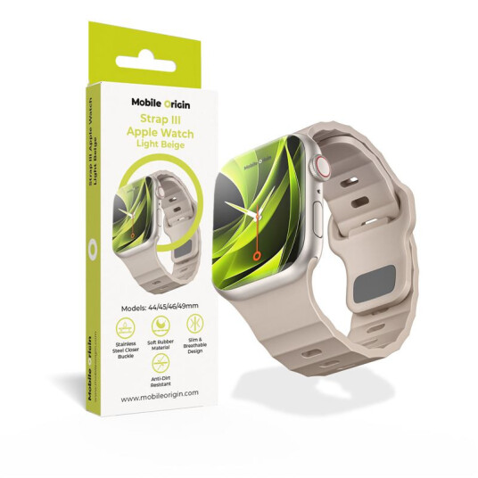 Mobile Origin Strap III Reim til Apple Watch 44/45/46/49mm Lys Beige