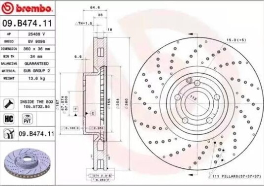 Bremseskive BREMBO 09.B474.11