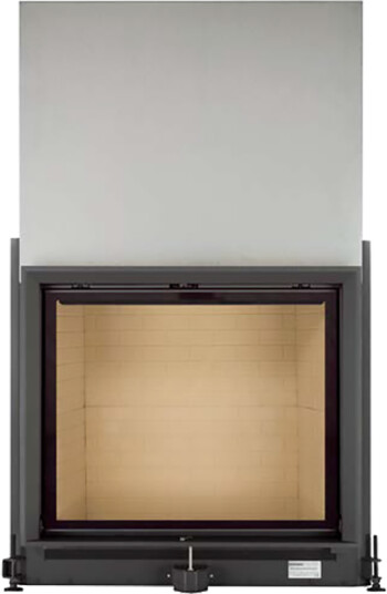 Brunner 7590 svart peisinnsats med et glass  rett vegg