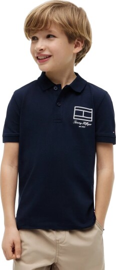 Tommy Hilfiger Flag Outline Polo Ss   Navy   128