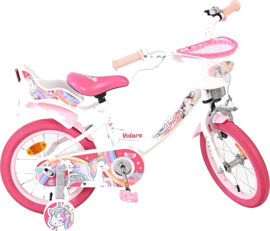 Volare Unicorn Barnesykkel 14" Med Støttehjul Og Pedalbrems Hvit Volare Unicorn Barnesykkel 14" Med Støttehjul Og Pedalbrems Hvit