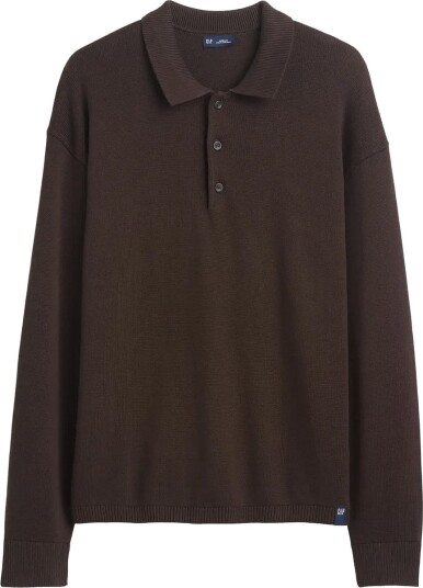 GAP Long Sleeved Polo Sweater From The Gap Collection TERRA BROWN S