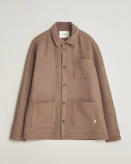Les Deux Wool Overshirt Dark Sand Melange Les Deux Wool Overshirt Dark Sand Melange