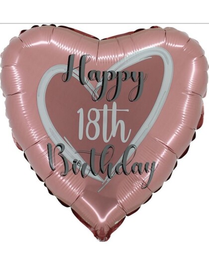 Happy 18th Birthday Folie Hjerteballong Rosegull