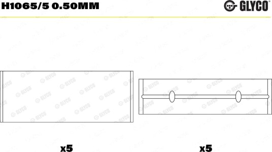 Veivaksellager GLYCO H1065/5 0.50mm