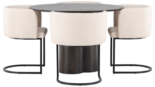 Venture Design Olivia & Simrishamn spisegruppe Beige/mokka 4 stoler & bord 110 cm