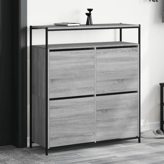  Skoskap med 4 vippeskuffer grå sonoma 100x34x112 cm 8721012386105