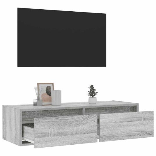  TV-benk med LED-lys grå sonoma 100X35,5x25 cm 8721158663566