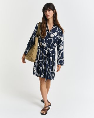 Gant Skjortekjole med seileprint EVENING BLUE 36
