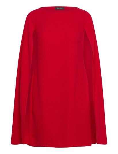 Lauren Ralph Lauren Cape Georgette Cocktail Dress Red 36