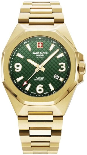 Swiss Alpine Military Herreklokke 7005.1114 Typhoon Grønn/Gulltonet