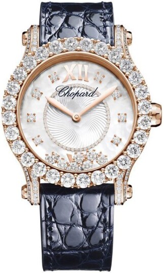 Chopard Dameklokke 274809 5001 Happy Sport Sølvfarget/Lær Ø36 mm