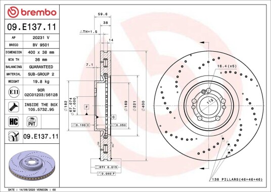 Bremseskive BREMBO 09.E137.11
