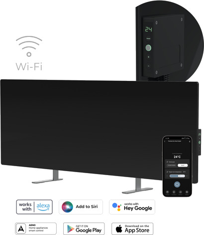 Aeno Smart 700w Infrared Heating Panel Black Gulv/panelovn