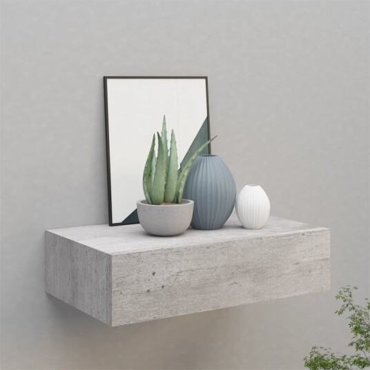 vidaXL Veggmontert skuffehylle betonggr? 40x23,5x10 cm MDF
