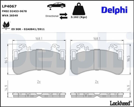 DELPHI LP4067 Bremseklosser DELPHI LP4067 Bremseklosser