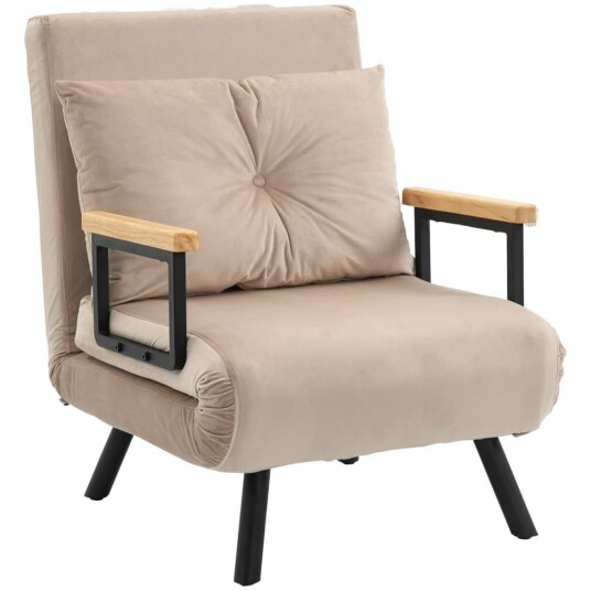 Sovesofa Hvilestol Med Sengefunksjon Gjesteseng Med Fløyelslook Ryggpute Polstret Sofa Med Justerbar Rygg Beige 63 X 73 X 81 Cm Sovesofa Hvilestol Med Sengefunksjon Gjesteseng Med Fløyelslook Ryggpute Polstret Sofa Med Justerbar Rygg Beige 63 X 73 X 81 Cm