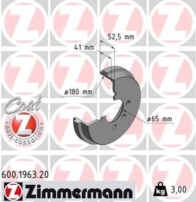 Bremsetrommel ZIMMERMANN 600.1963.20