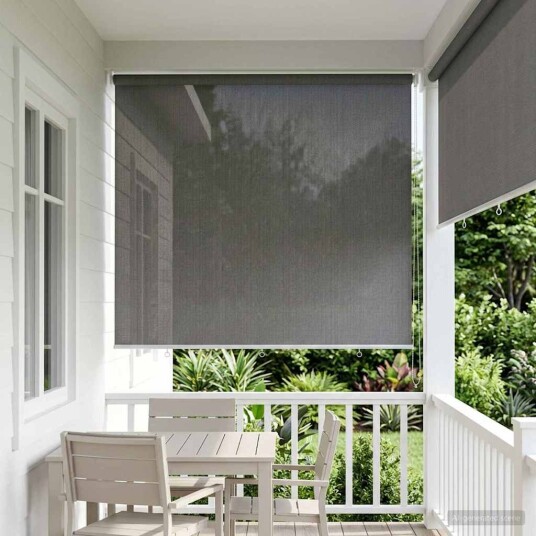 vidaXL Utendørs Rullegardin 90% UV-blokk Lysegrå 220 x 140 cm HDPE