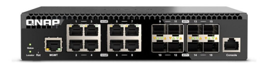 Qnap Qsw-M3216r-8S8t - Switch - Styrt - 8 X 100/1000/2.5G/5G/10Gbase-T + 8 X 10Gb Ethernet Sfp+ - Rackmonterbar